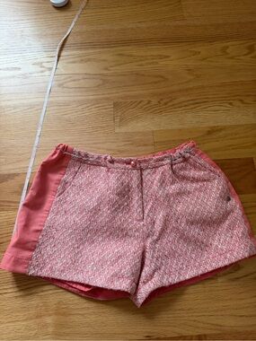 Coral Pink Tweed woven Waist Shorts